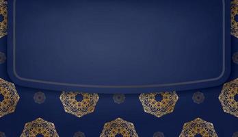 Dark blue banner with antique gold ornaments and space for your logo or text vector