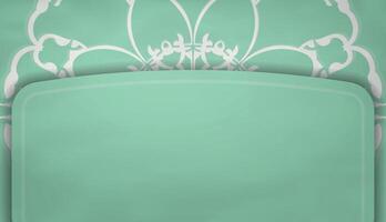 Mint color banner with abstract white pattern for design under your text vector