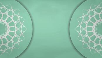 Mint color banner with abstract white ornament for logo design vector