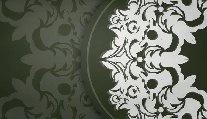 Dark green background with vintage white pattern and space for your text