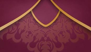 Burgundy banner with greek gold pattern for design under your logo or text vector