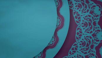 The brochure is in green color with luxurious purple ornaments and is ready for printing. vector