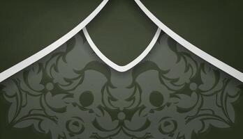 Dark green banner with abstract white pattern for design under your logo or text vector