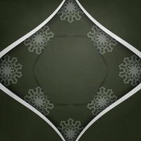 tarjeta verde oscuro con patrón blanco indio para su marca. vector