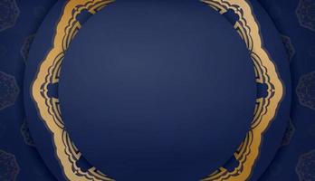 Dark blue banner with Greek gold pattern and space for your logo or text vector