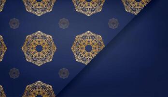 Dark blue background with abstract gold ornaments and place under your text vector