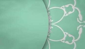 Baner of mint color with mandala white ornament and place for your text vector