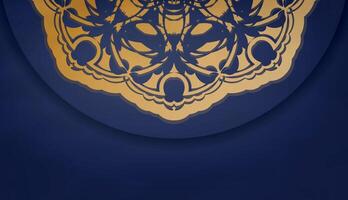 Dark blue banner with luxurious gold pattern and space for your logo or text vector