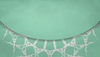 Mint color banner with vintage white pattern for logo design vector