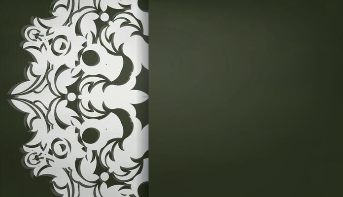 Dark green banner with Greek white ornaments and space for logo or text