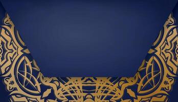 Dark blue banner with abstract gold pattern and space for your logo or text vector