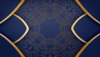 Dark blue background with abstract gold pattern and place under your text vector