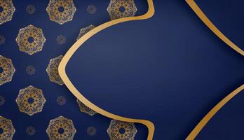 Dark blue background with luxurious gold ornaments and space for your text vector