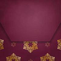 Brochure burgundy with Greek gold pattern for your congratulations. vector