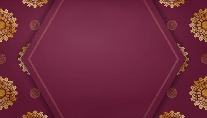 Burgundy banner with Indian gold pattern and place for logo or text