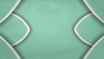 Baner in mint color with abstract white ornament and space for text vector