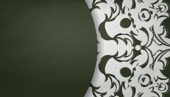 Dark green banner with luxurious white pattern for logo or text design vector