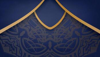 Dark blue background with Indian gold pattern and place under your text vector