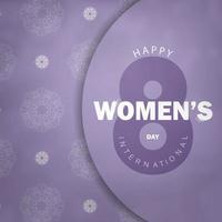 Brochure template international womens day purple color with winter white ornament vector