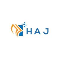 diseño de logotipo de contabilidad de reparación de crédito haj sobre fondo blanco. concepto de logotipo de letra de gráfico de crecimiento de iniciales creativas haj. diseño del logotipo de finanzas empresariales haj. vector