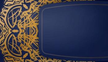 Dark blue background with vintage gold pattern for design under your text vector