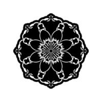 vector mandala blanco y negro aislado en blanco. elemento decorativo circular dibujado a mano vectorial.