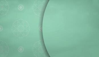 Mint color banner with antique white ornaments and place for your text vector