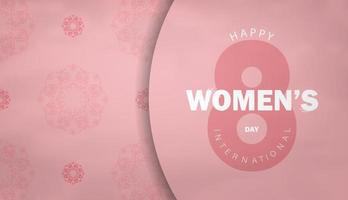 Brochure 8 march international womens day pink color with vintage ornament vector