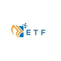 diseño de logotipo de contabilidad de reparación de crédito etf sobre fondo blanco. etf creativo iniciales gráfico de crecimiento letra logo concepto. diseño del logotipo de finanzas empresariales etf. vector