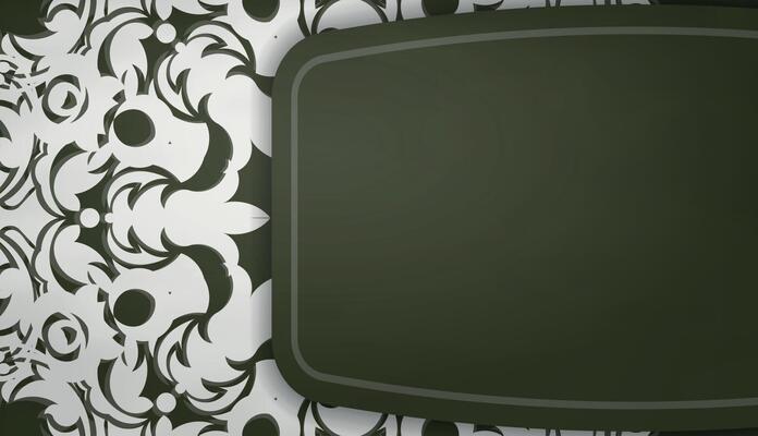 Dark green banner with Indian white ornaments for design under your logo or text