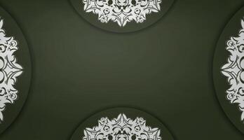 Dark green banner with a luxurious white pattern and space for your logo or text vector