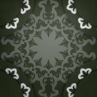 Postcard in dark green color with Indian white pattern prepared for typography. vector