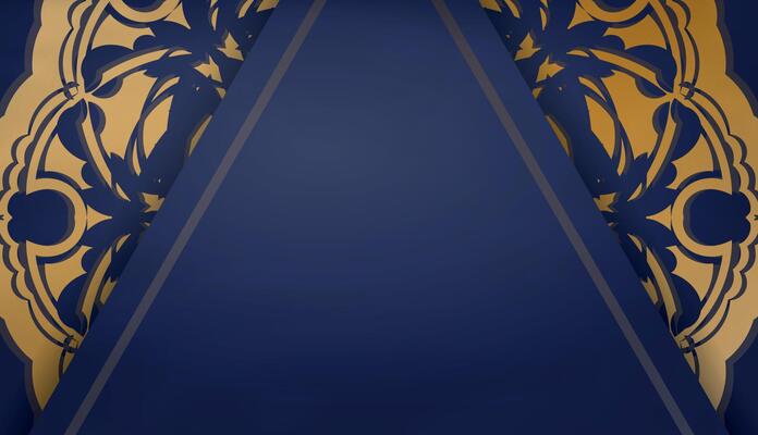 Dark blue banner with vintage gold ornament for design under logo or text
