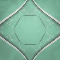 Postcard mint color with an old white pattern for your congratulations. vector