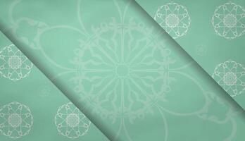 Mint color banner with indian white pattern for design under the text vector