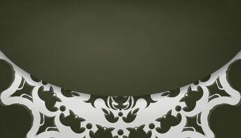 Dark green banner with luxurious white pattern for design under your text vector