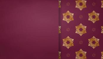 Burgundy banner with Greek gold ornaments and space for logo or text vector