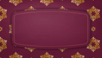 Burgundy background with vintage gold pattern and place under your text vector