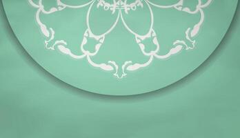 Baner of mint color with greek white ornament for design under your text vector