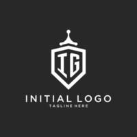 IG monogram logo initial with shield guard shape design vector