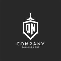 QN monogram logo initial with shield guard shape design vector