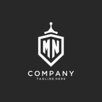 MN monogram logo initial with shield guard shape design vector