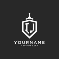 IJ monogram logo initial with shield guard shape design vector
