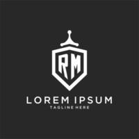 RM monogram logo initial with shield guard shape design vector