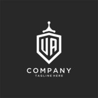 UA monogram logo initial with shield guard shape design vector