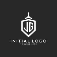JG monogram logo initial with shield guard shape design vector