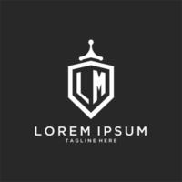 LM monogram logo initial with shield guard shape design vector