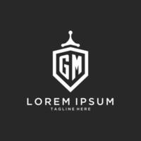 GM monogram logo initial with shield guard shape design vector