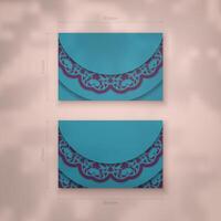 Business card in green with luxurious purple ornaments for your business. vector