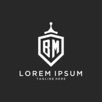 BM monogram logo initial with shield guard shape design vector